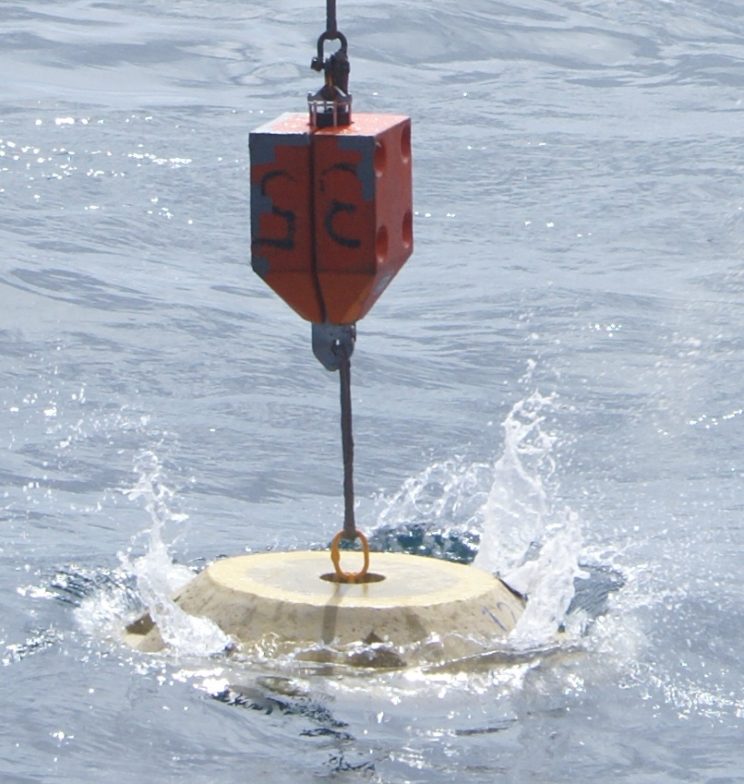 Picture shows Benchmark cone that splashes into the ocean.