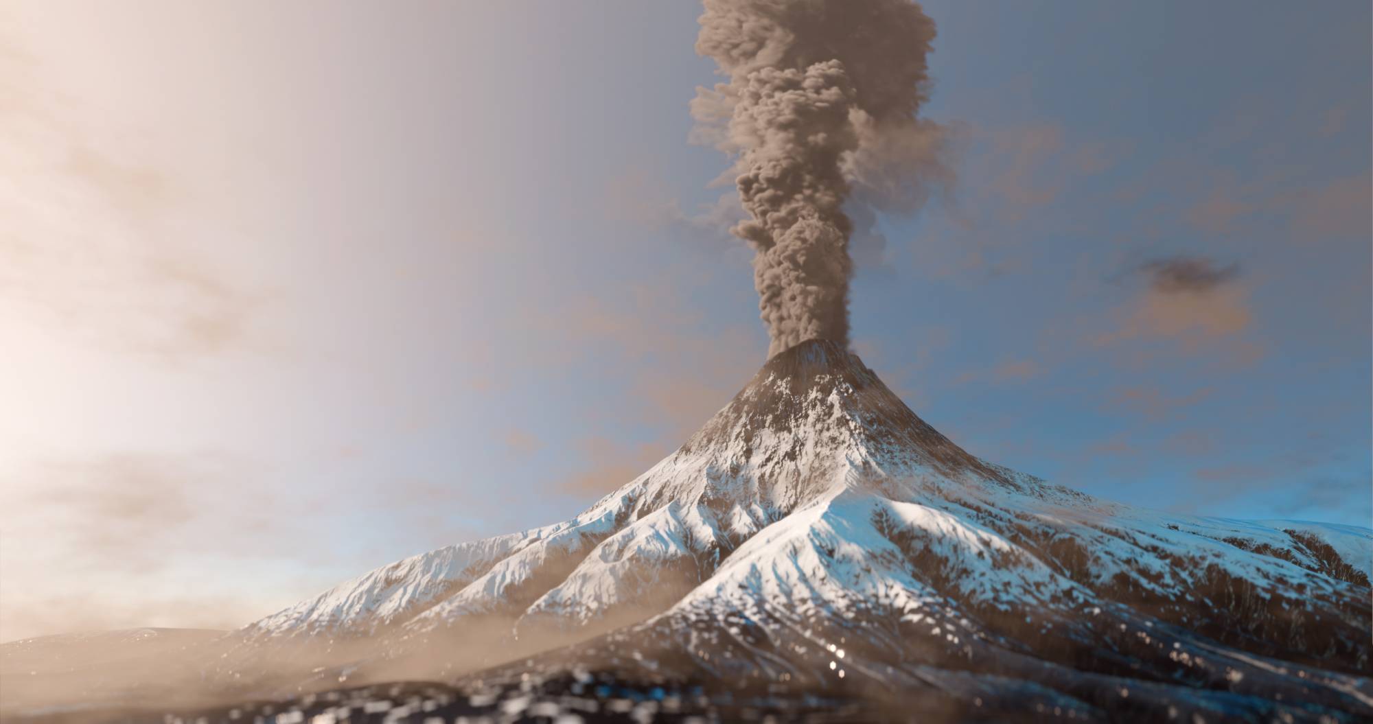 Picture showing volcano caused by gravity.
